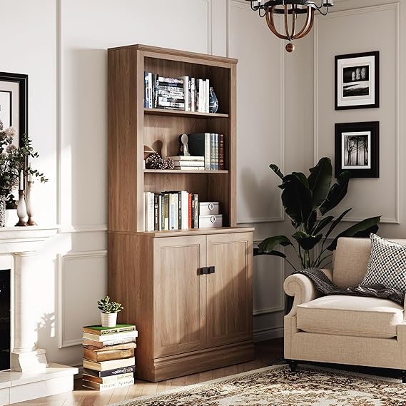 Oak Bookcase with Storage Cabinet