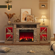 Electric Fireplace TV Stand 70" Farmhouse Entertainment Center