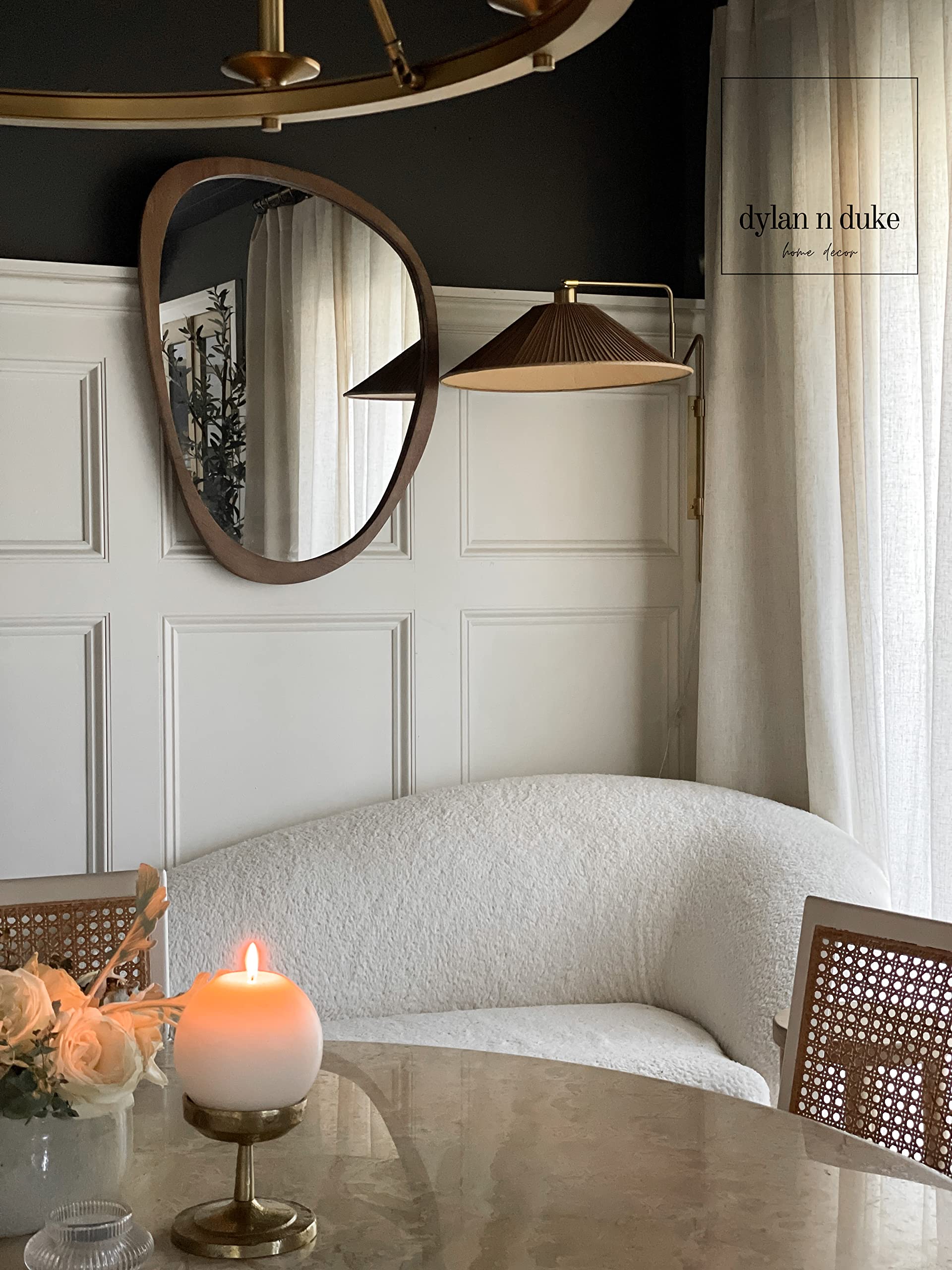 Asymmetrical Wood Frame Wall Mirror