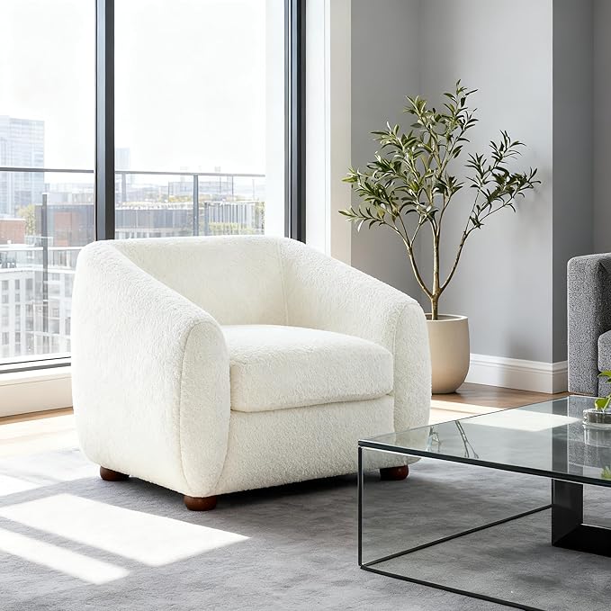 Oversized Sherpa Accent Chair with Cushion