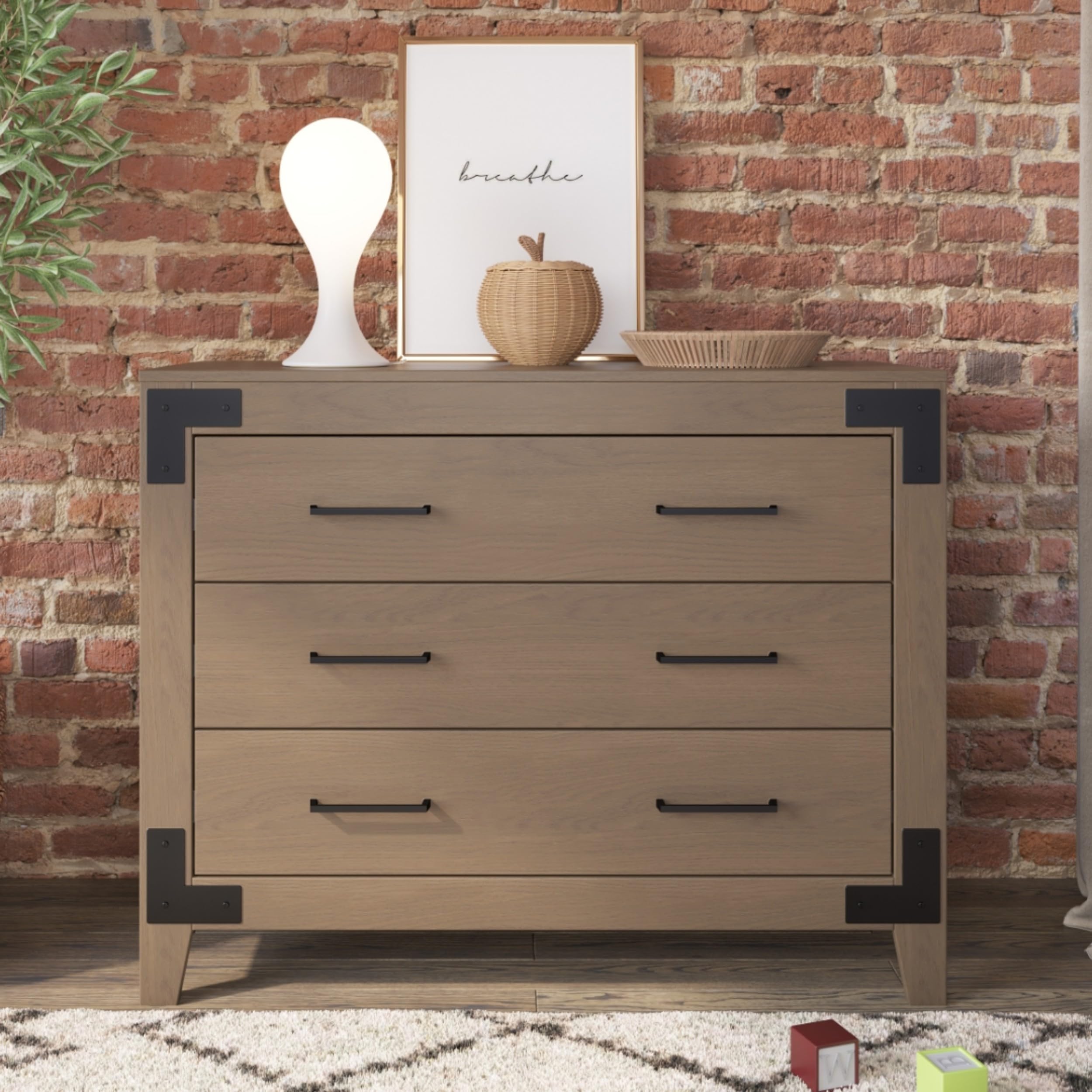 Lucas 3 Drawer Dresser - Modern Farmhouse Style with Anti-Tip Kit