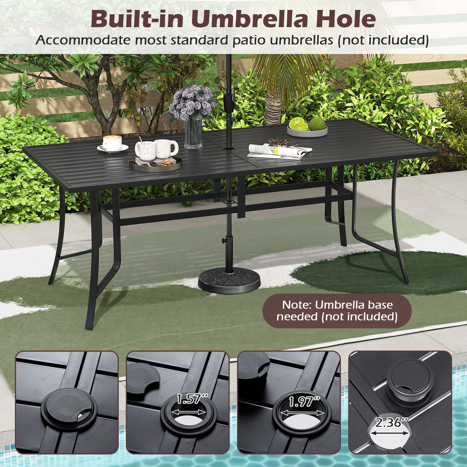 Metal Patio Dining Table for 8