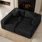 Modular Sectional Sofa with Deep Seat and Cup Holder