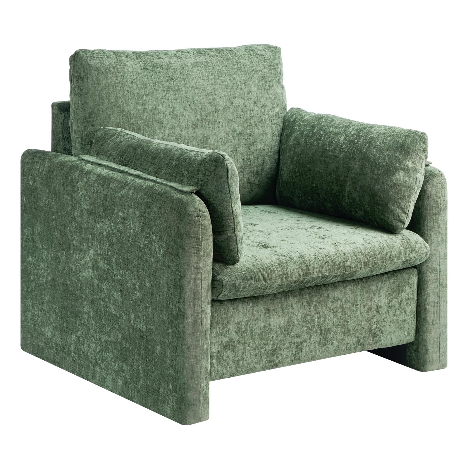 Green Fabric Accent Chair with Arched Back