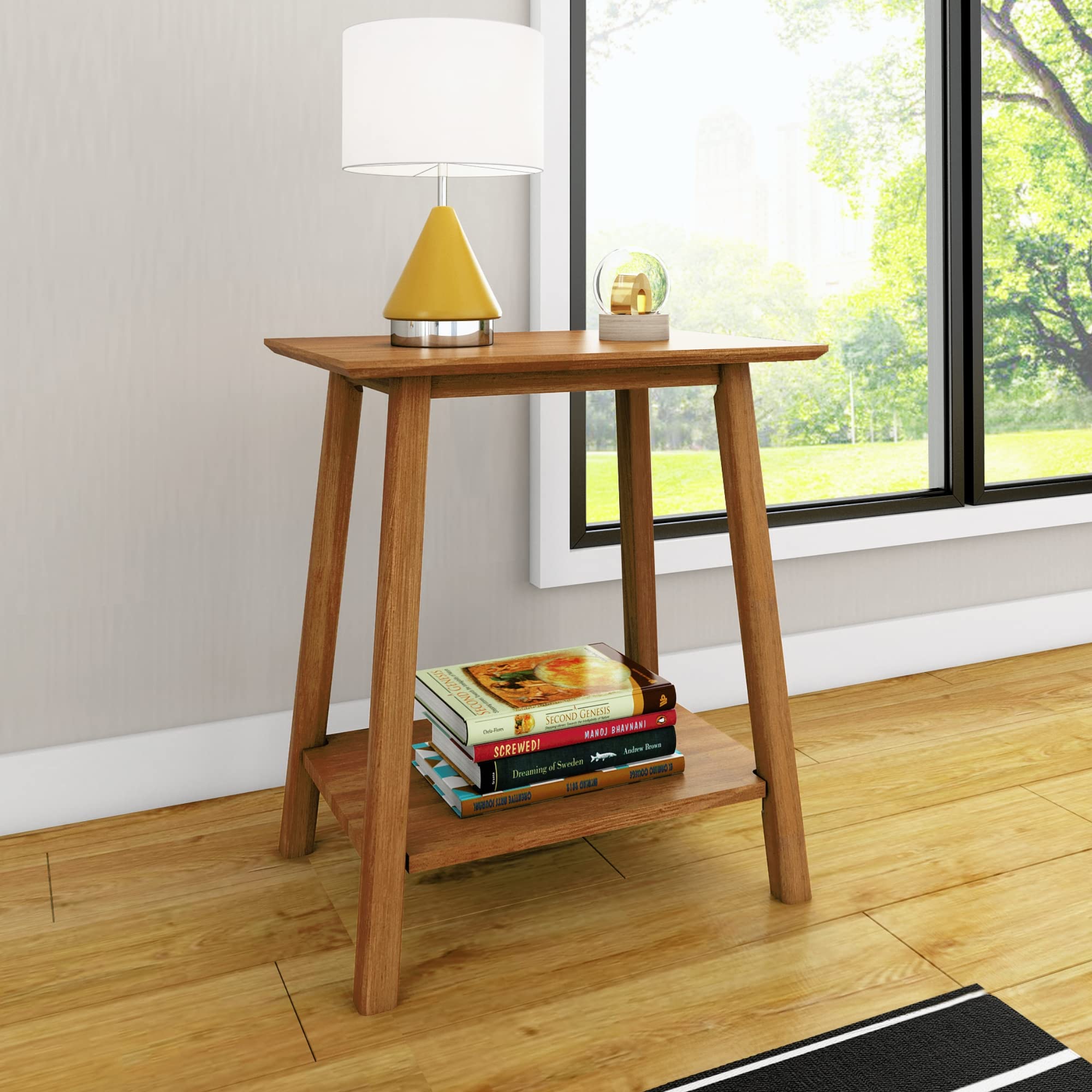 Mid-Century Modern Nightstand with Open Shelf