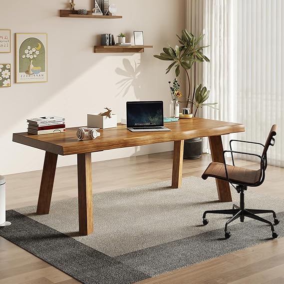 Solid Wood Office Desk with Live Edge
