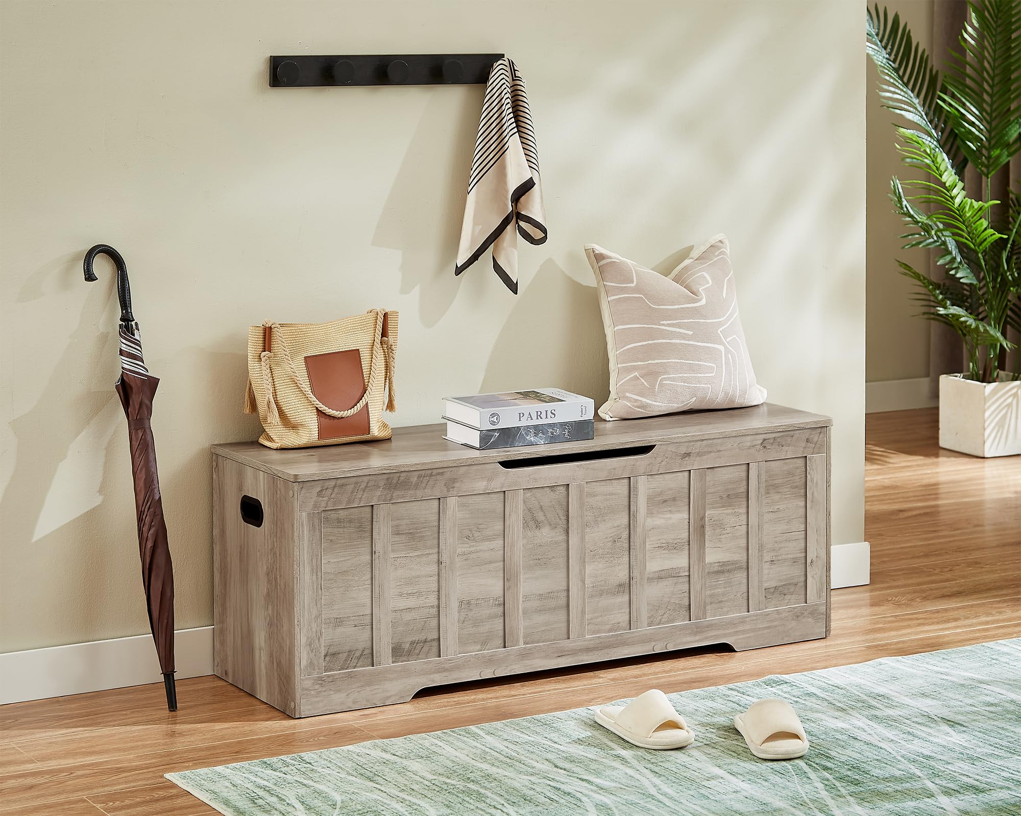Extra Large Storage Bench with Safety Hinges