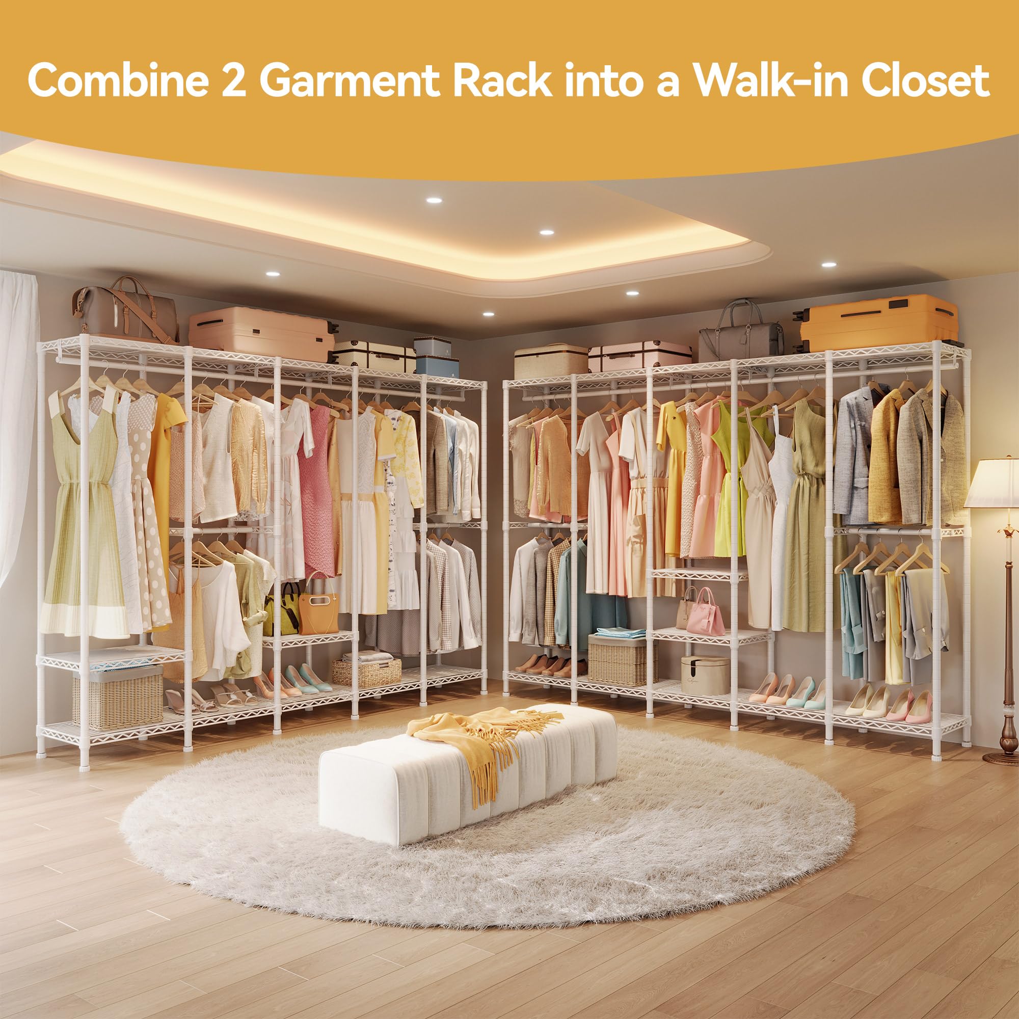 Extra Large Heavy Duty Clothes Rack with Adjustable Shelves