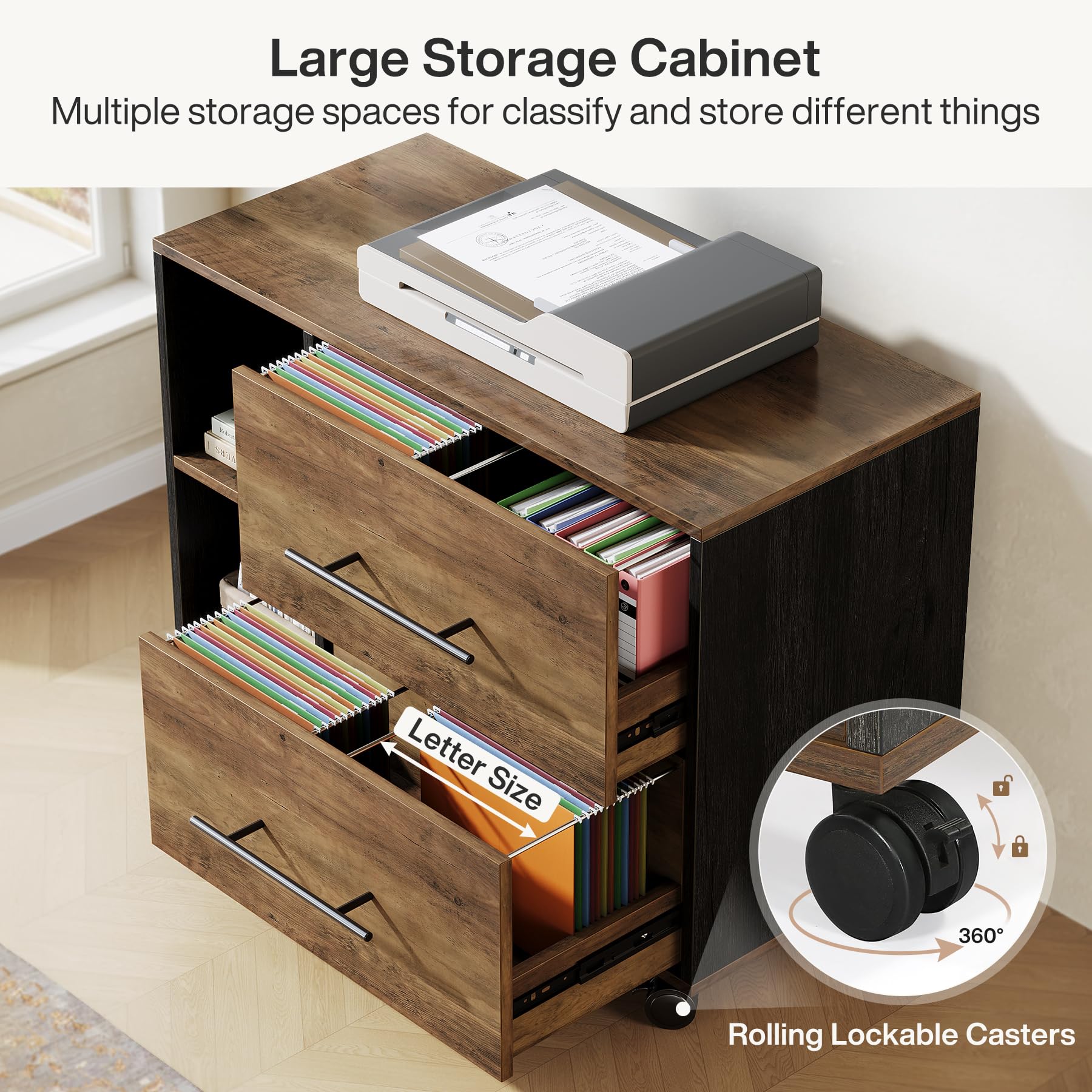 70.86" L-Shaped Executive Desk with Mobile File Cabinet