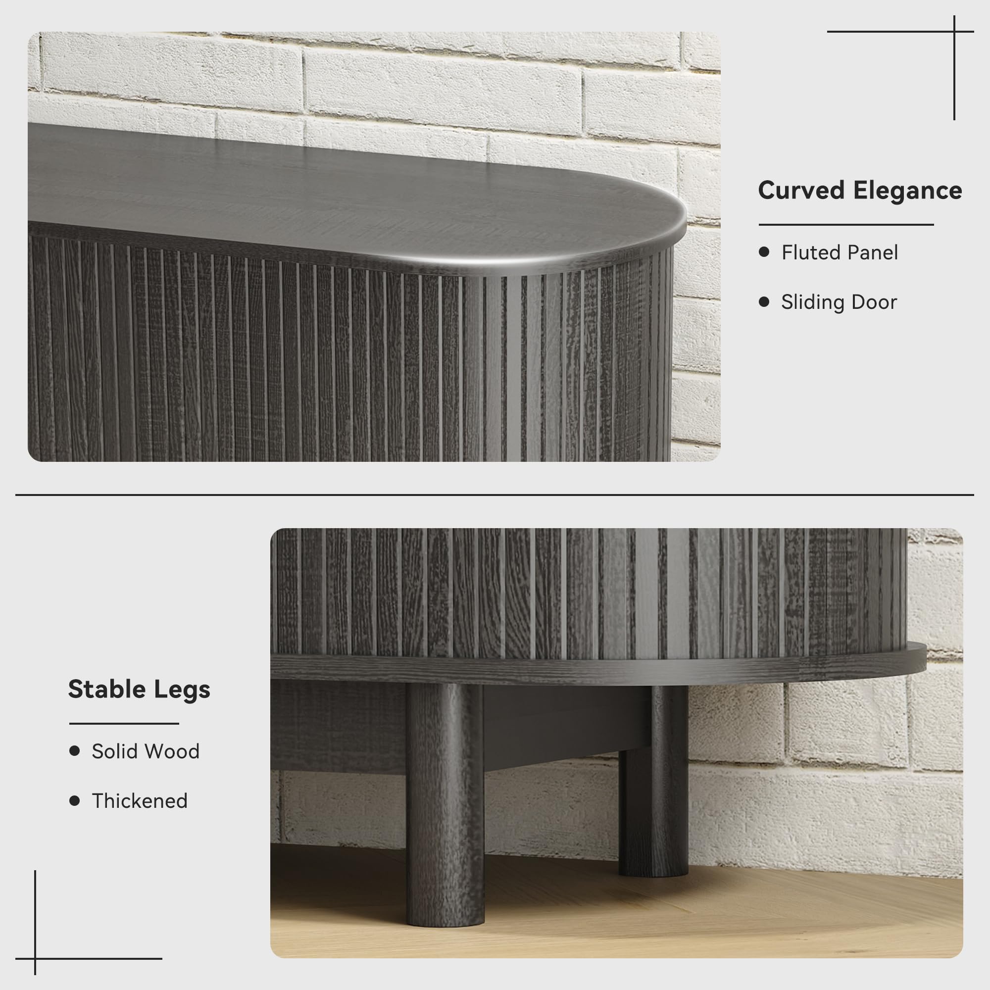 70 Inch Curved Fireplace TV Stand with Storage
