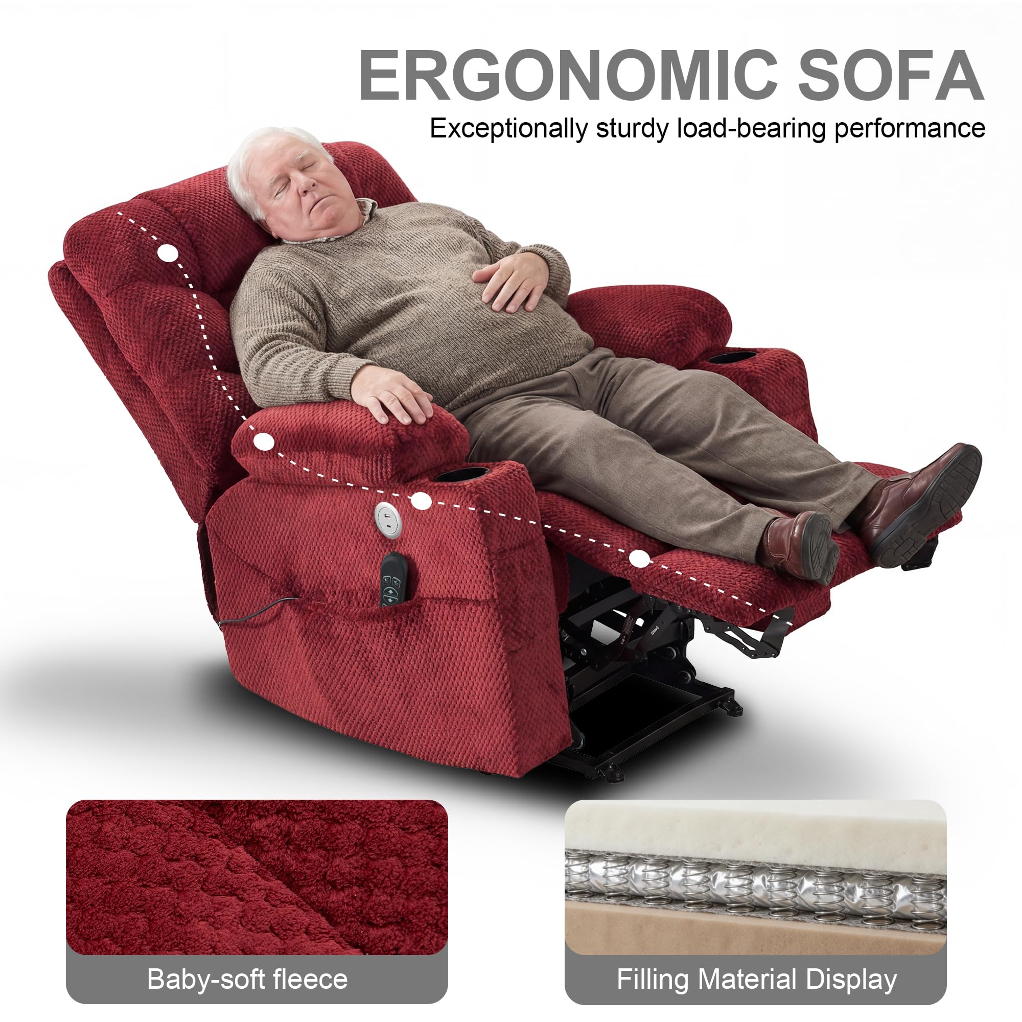 Dual Motor Power Lift Recliner with Massage and Heat