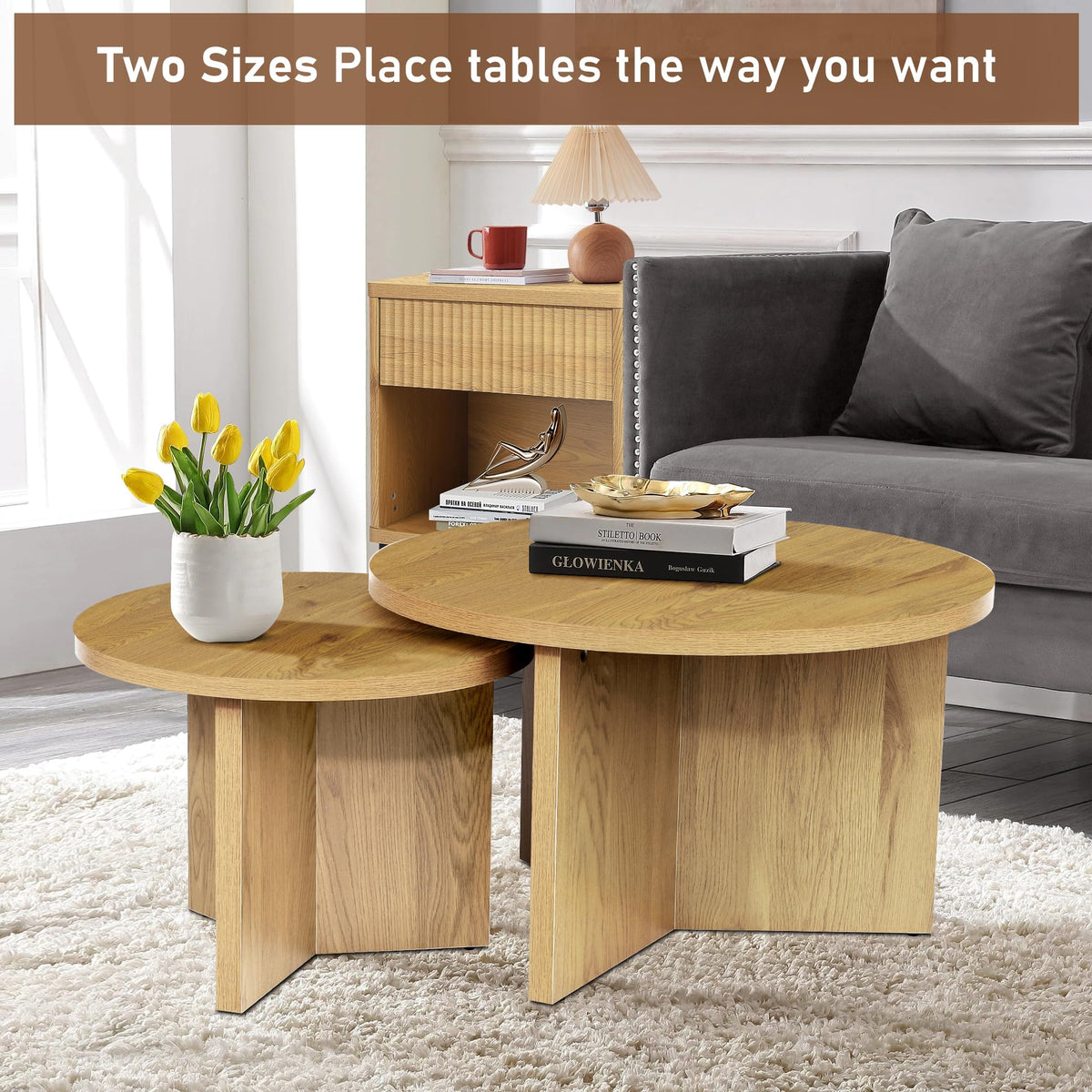 Round Nesting Coffee Tables Set of 2