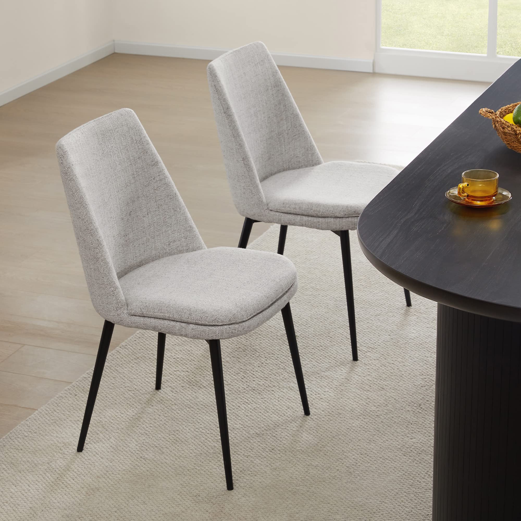 Mid-Century Padded Dining Chair Set of 2