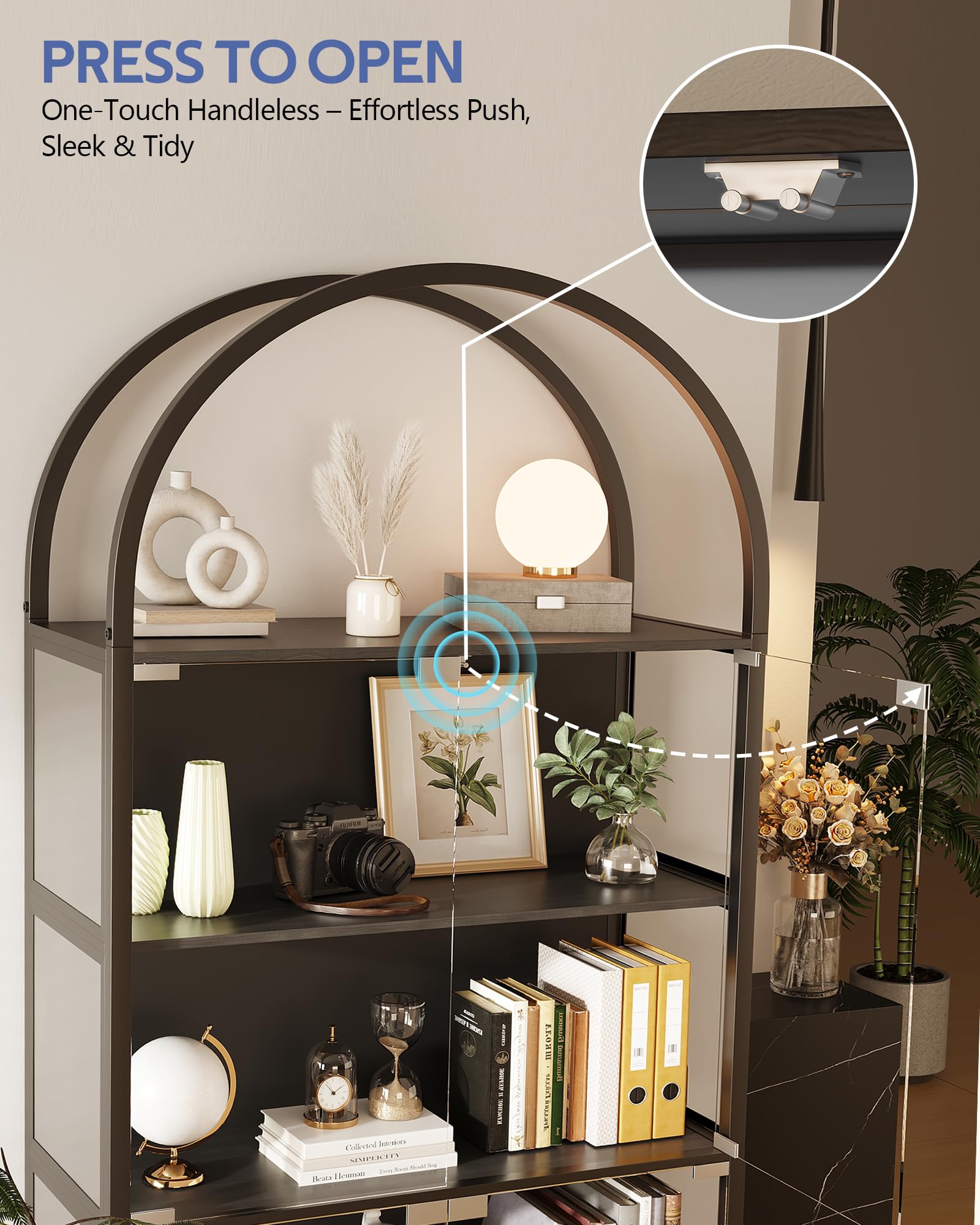 5-Tier Glass Display Cabinet with RGB Lights