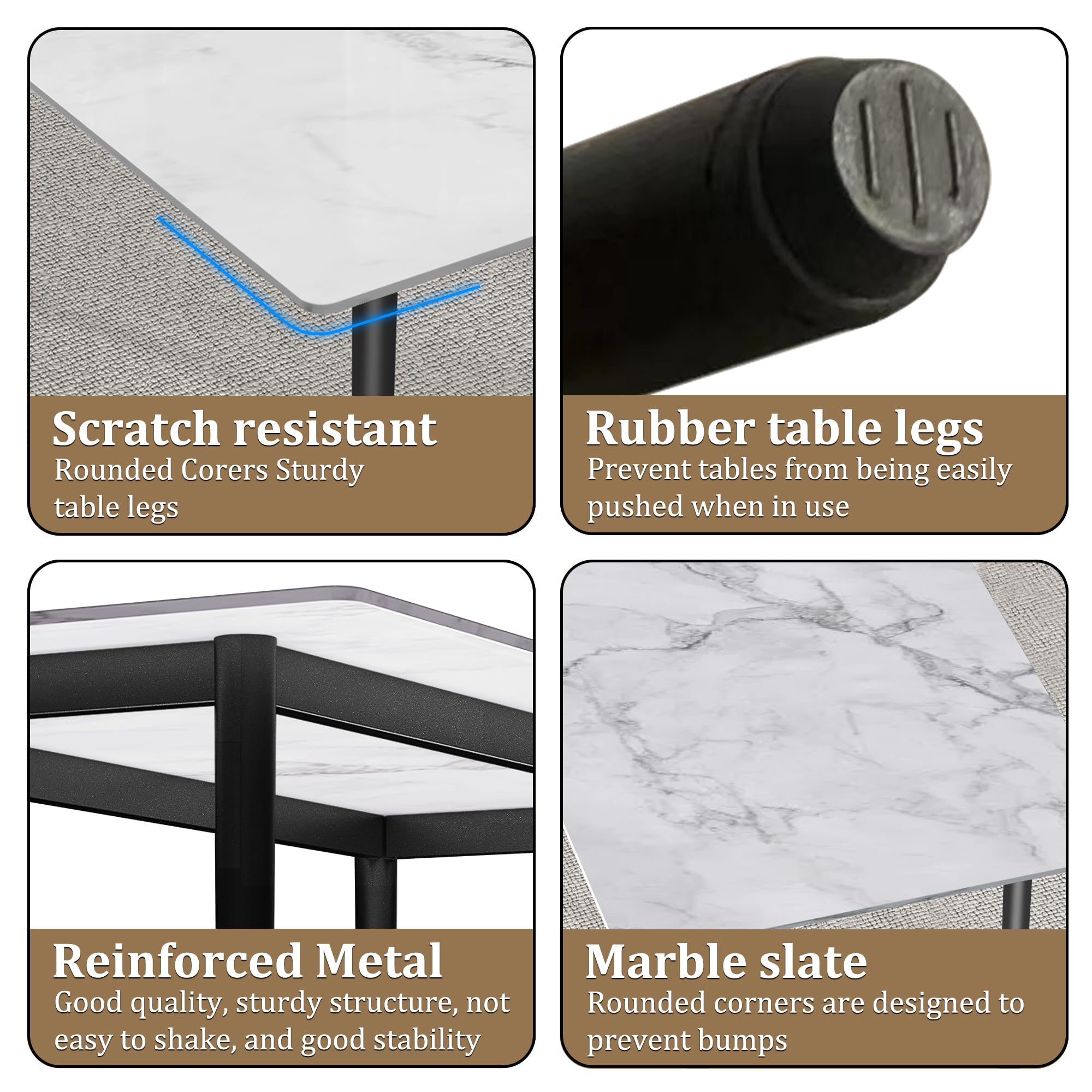 63" Sintered Stone Dining Table with Metal Legs