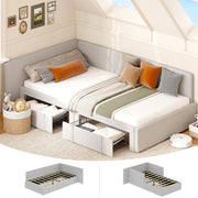 Twin Daybed with Storage Drawers and Velvet Upholstered Headboard