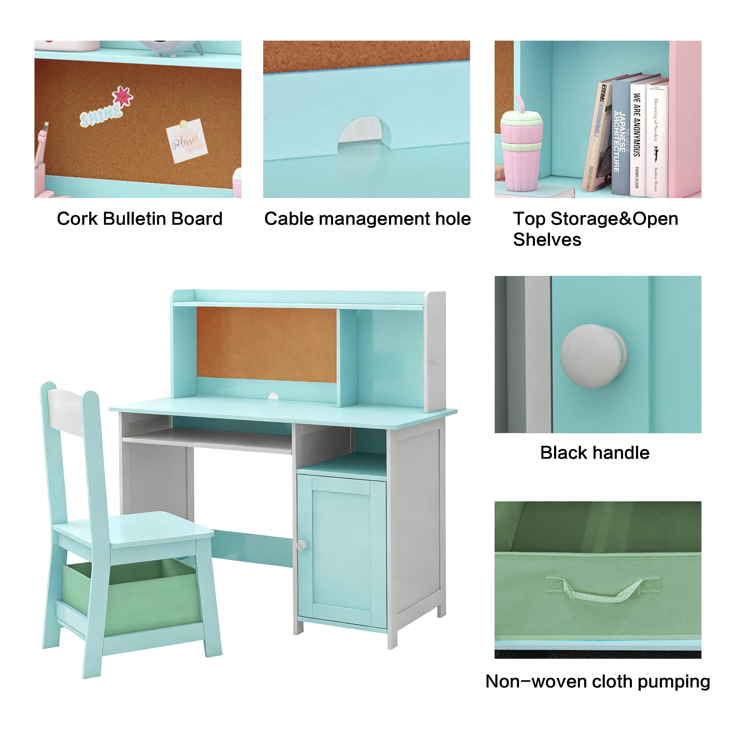 Kids Desk and Chair Set with Storage