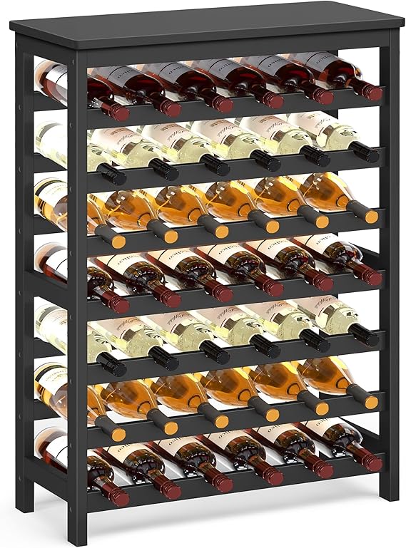42-Bottle Bamboo Wine Rack 7-Tier Floor Standing