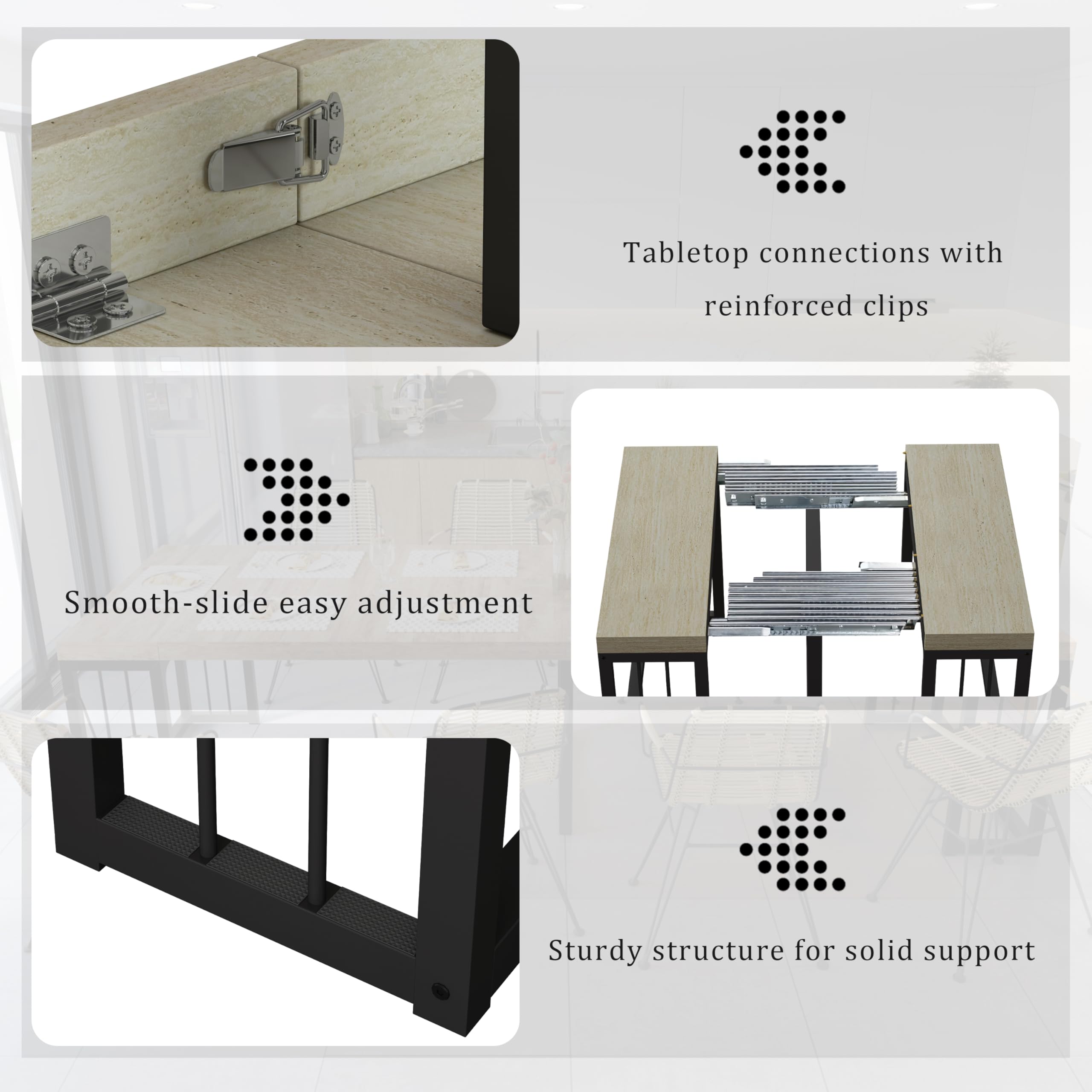 118" Extendable Dining Table for 2-10 People