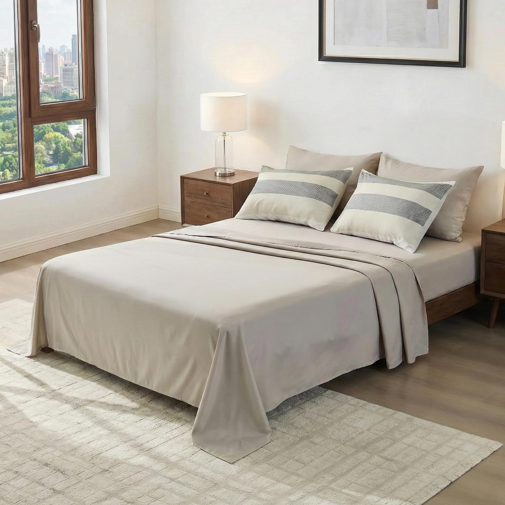 King Size Striped Comforter Set 7 Piece