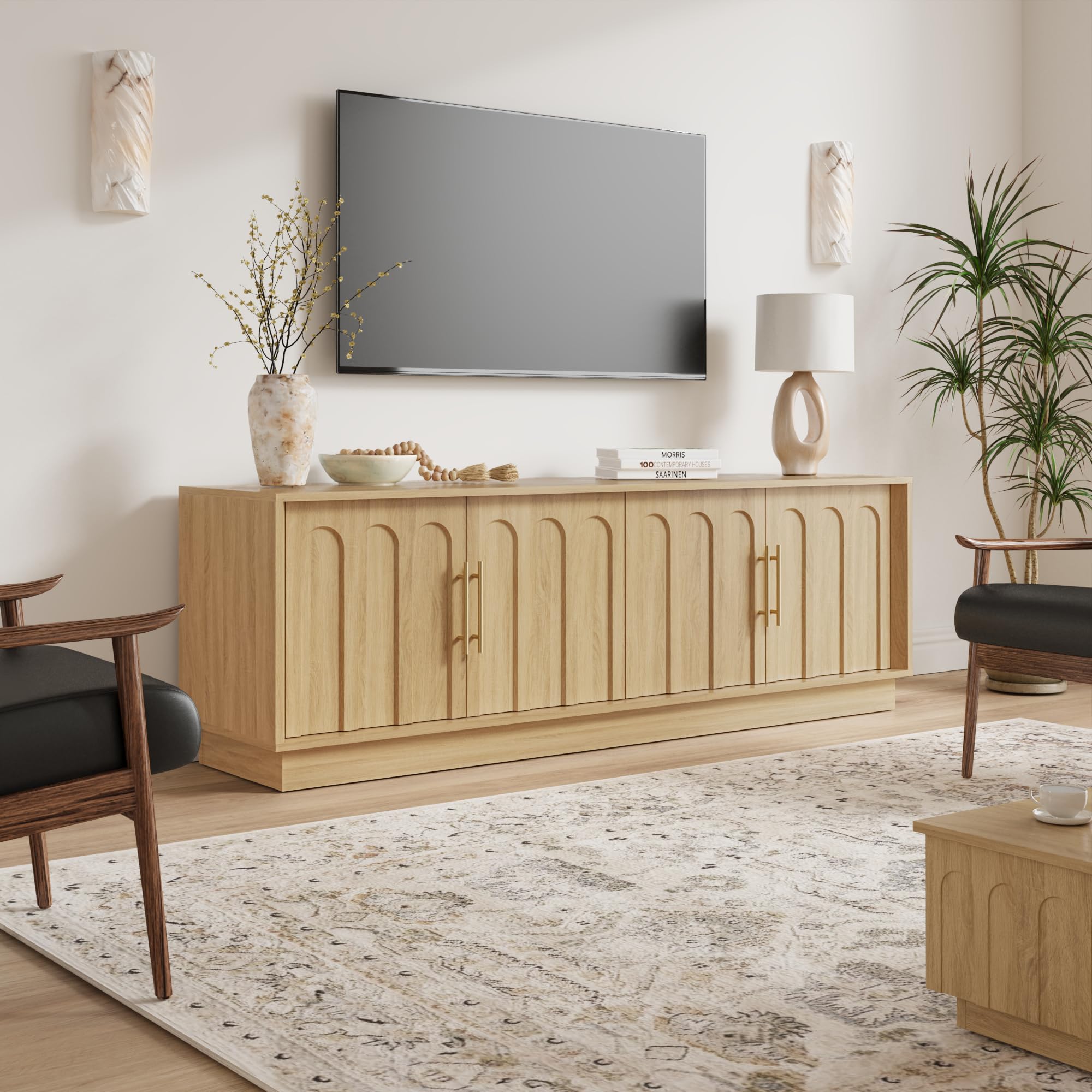 Mid Century Modern TV Stand with Arched Design