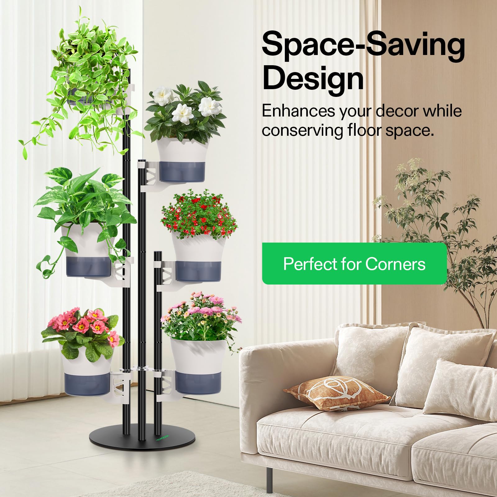 6-Tier Metal Plant Stand with Self-Watering Planters