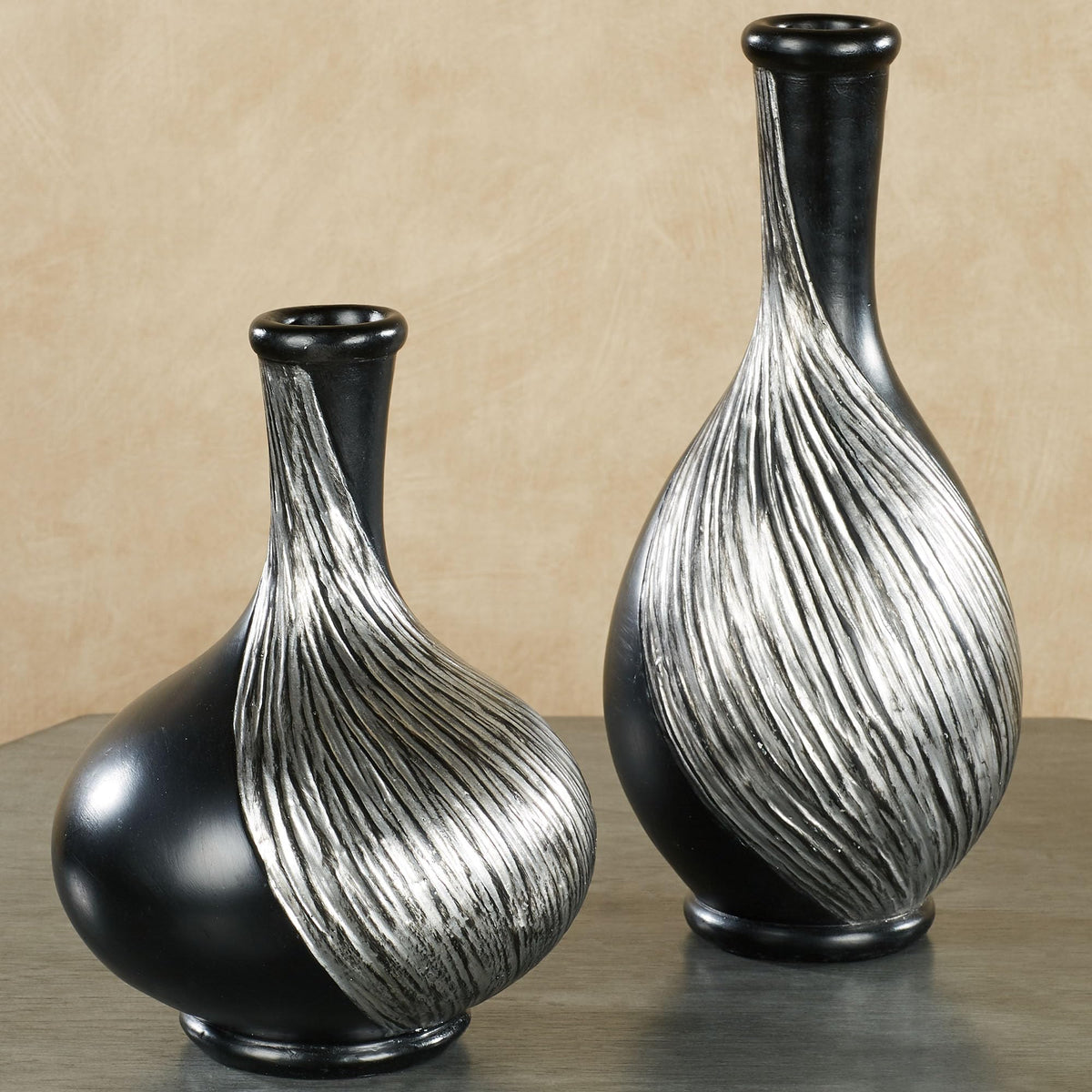Textured Swirl Decorative Table Vases Set of 2