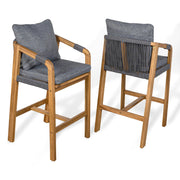 Porto Outdoor Bar Stool with Cushions and Armrests (Set of 2)