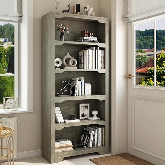 LZ-DONGMAN Miscellaneous Storage 5-Shelf Bookcase/Book Shelf (Oak Finish)