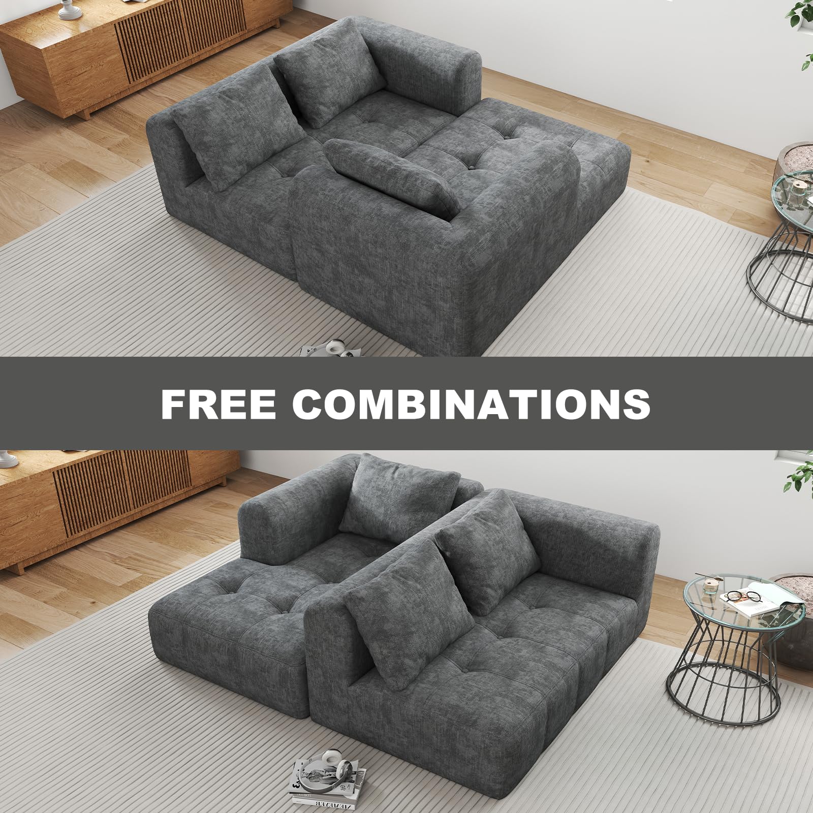 105" Modular Sectional Couch with Deep Seat