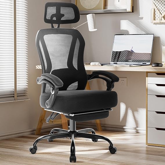 Ergonomic Office Chair with Footrest and Adjustable Lumbar Support