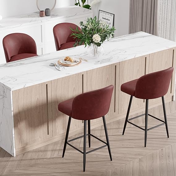 Mid Century Modern Swivel Bar Stools Set of 2