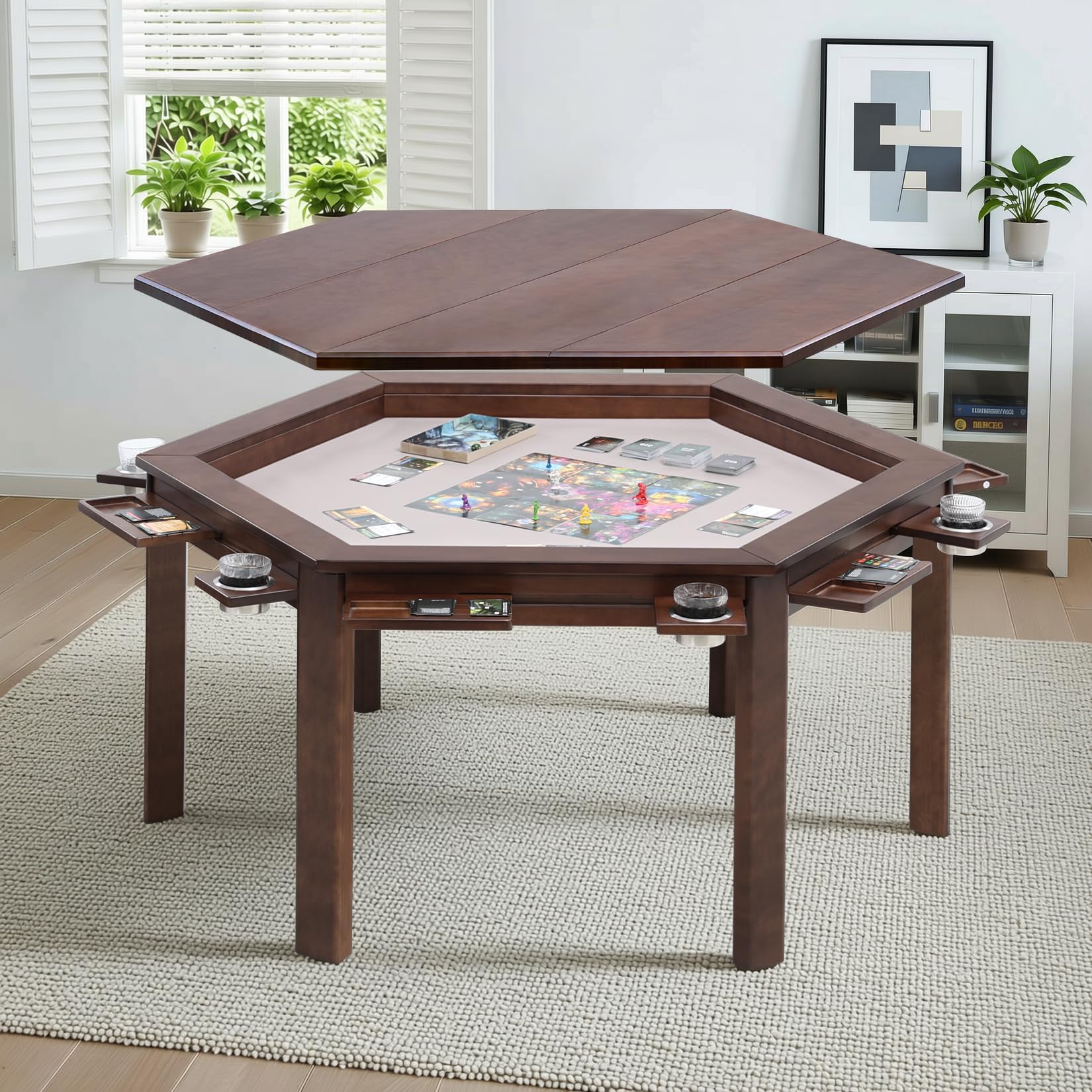 Hexagonal Gaming Table with Removable Top