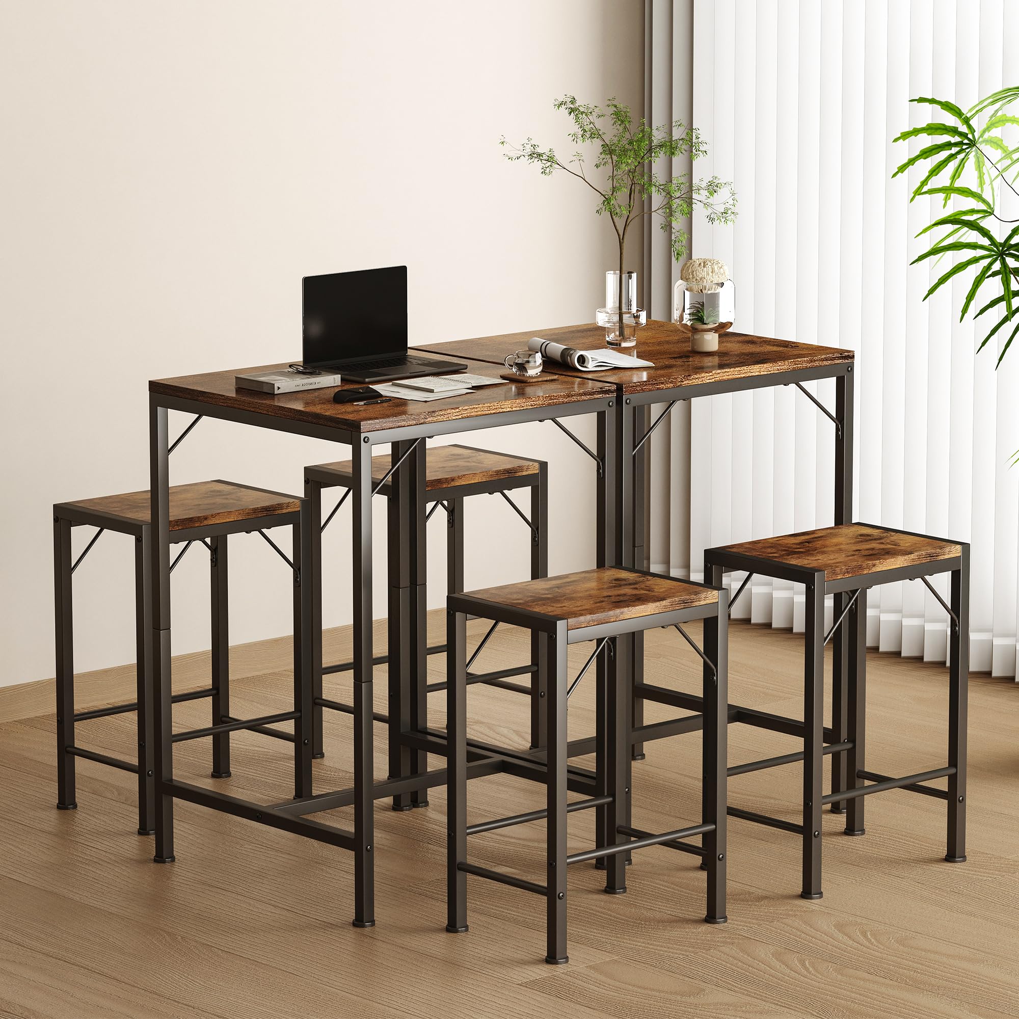 Square Bar Table with 2 Stools Set