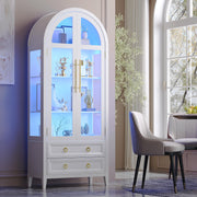 Arched Glass Display Cabinet with LED Lights
