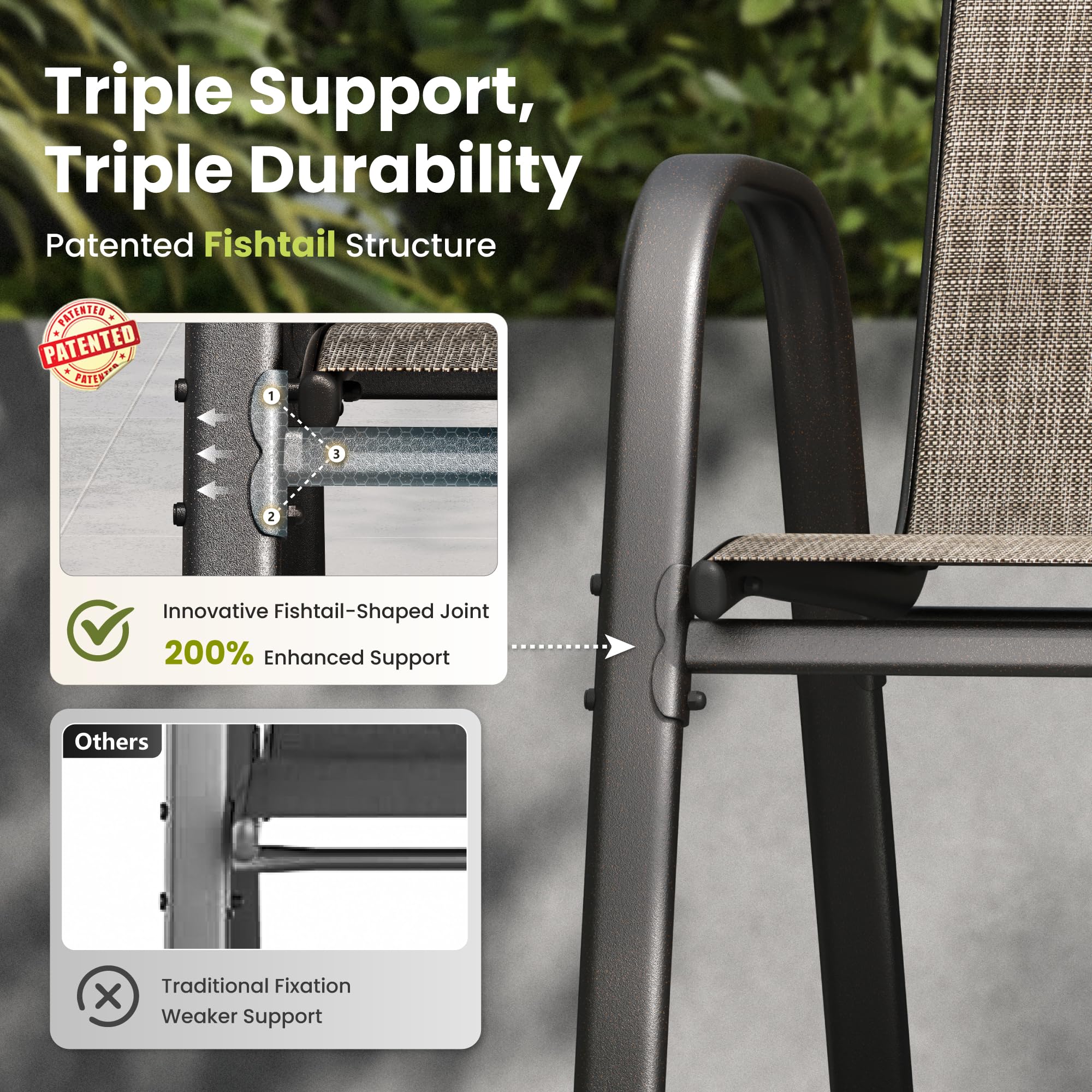 5 Piece Outdoor Dining Set with Stackable Chairs