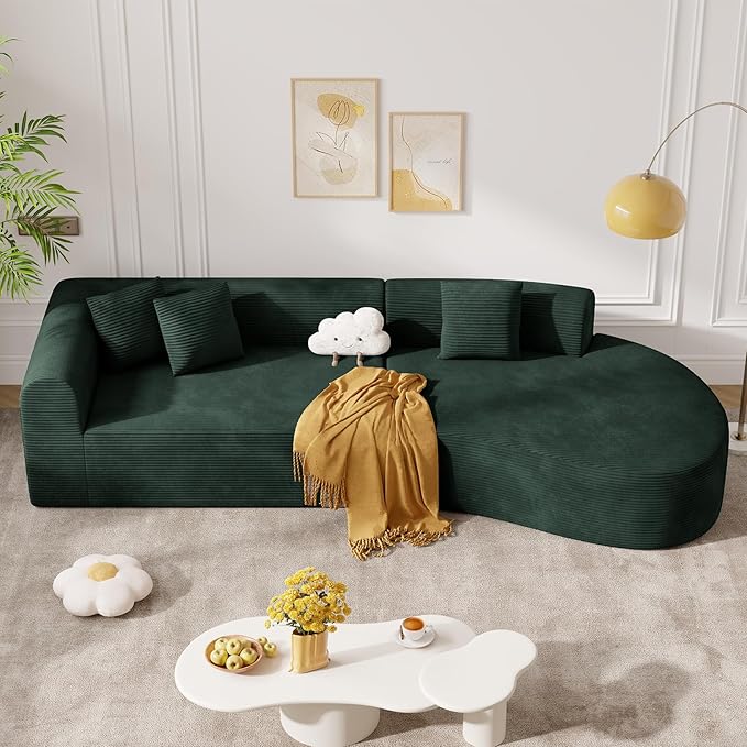 Curved Sectional Sofa with Deep Seat