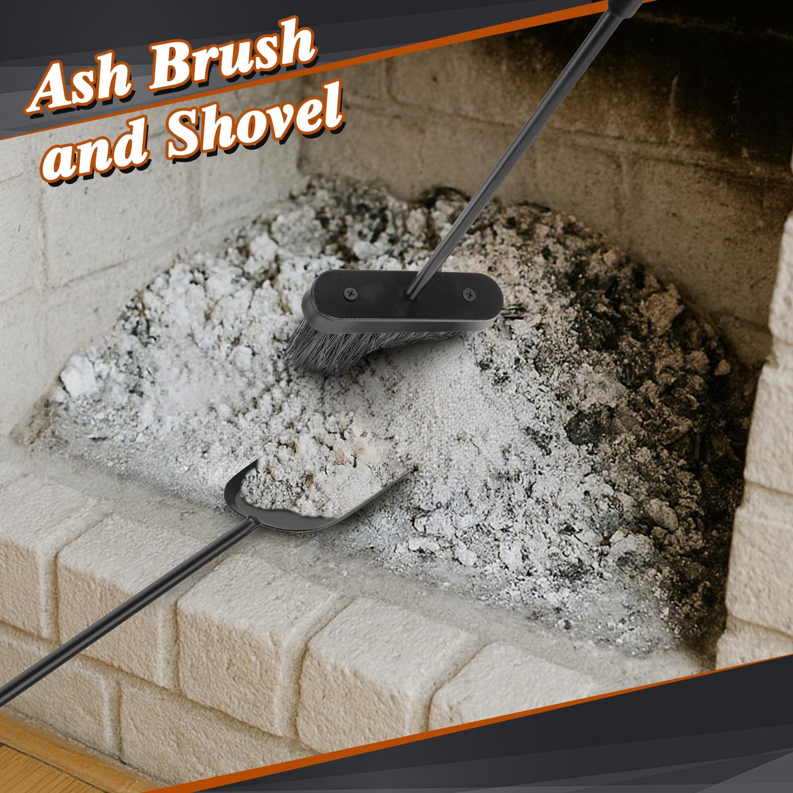 8-Piece Fireplace Tool Set with Ash Bucket and Stand