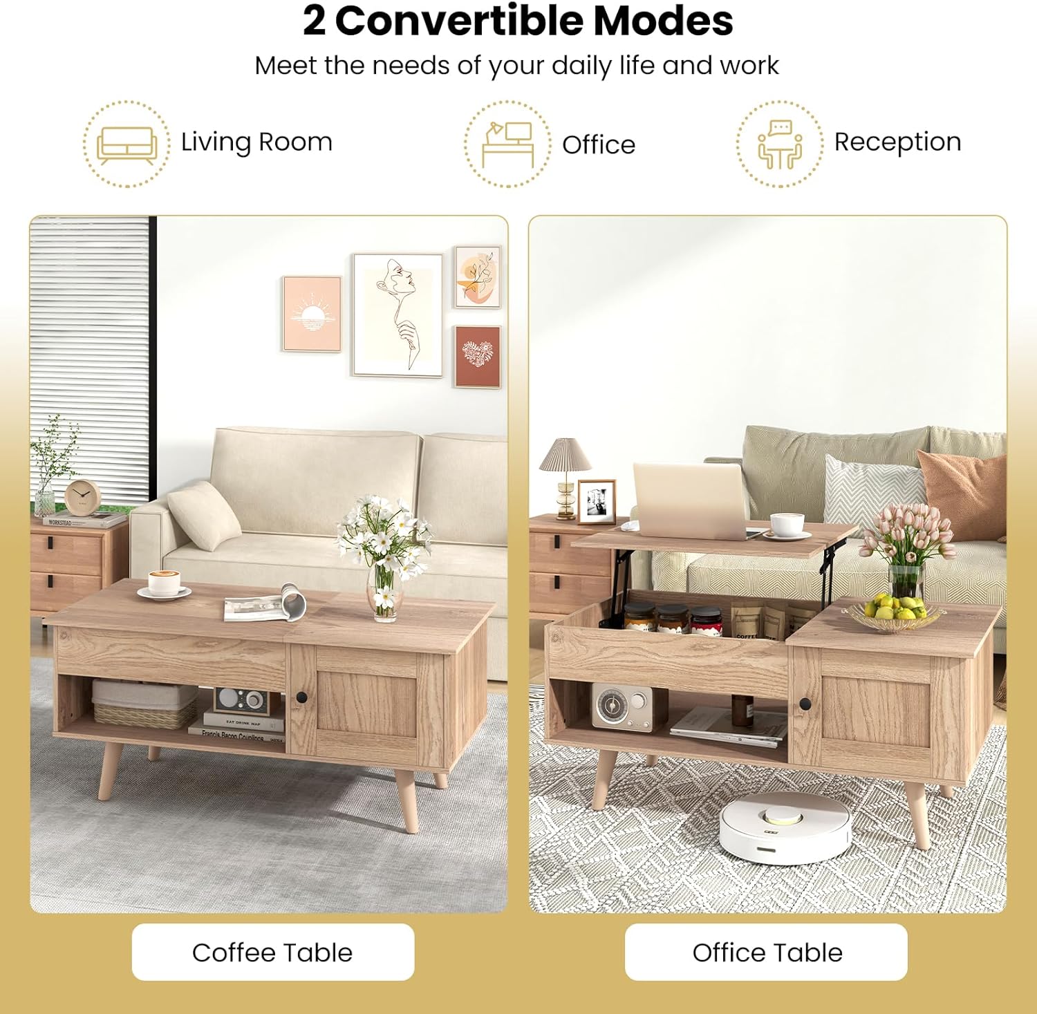 Lift Top Coffee Table with Hidden Storage