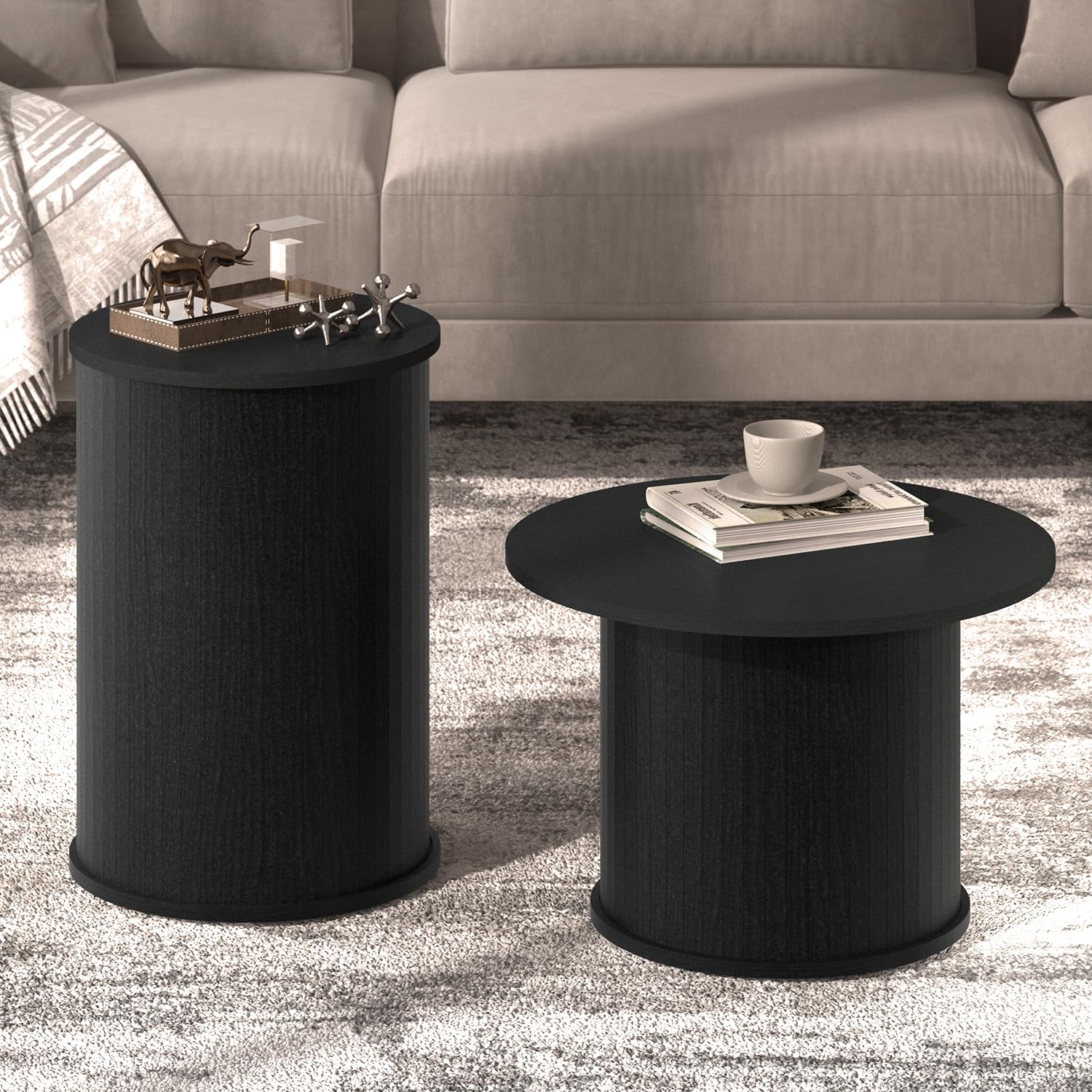 Round Nesting Coffee Tables Set of 2