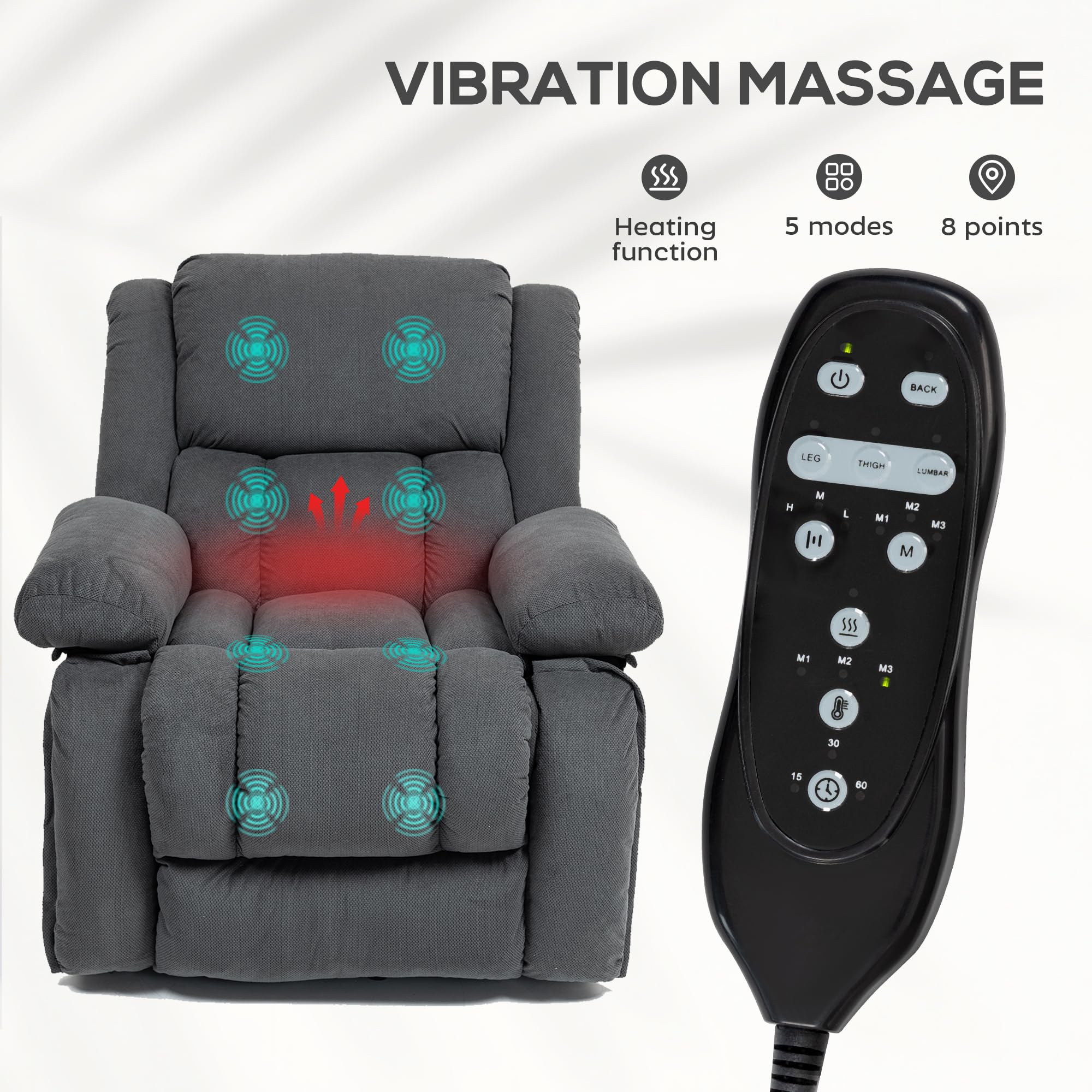 Power Lift Recliner Chair with Massage and Heat