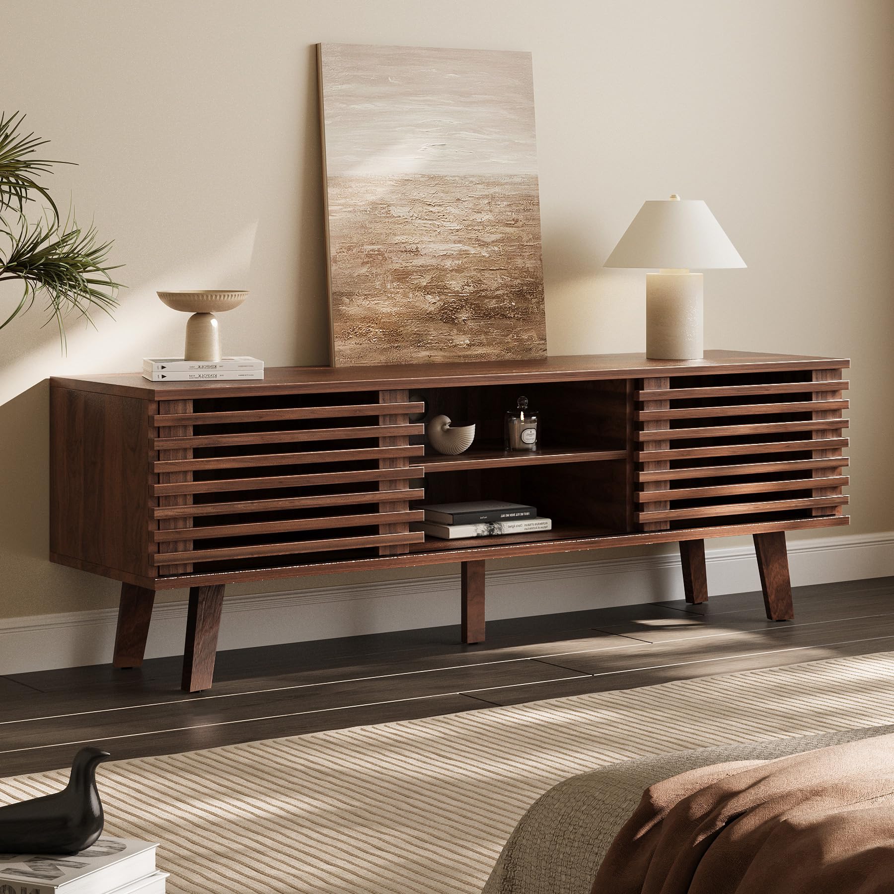Mid-Century Modern TV Stand with Storage Cabinet