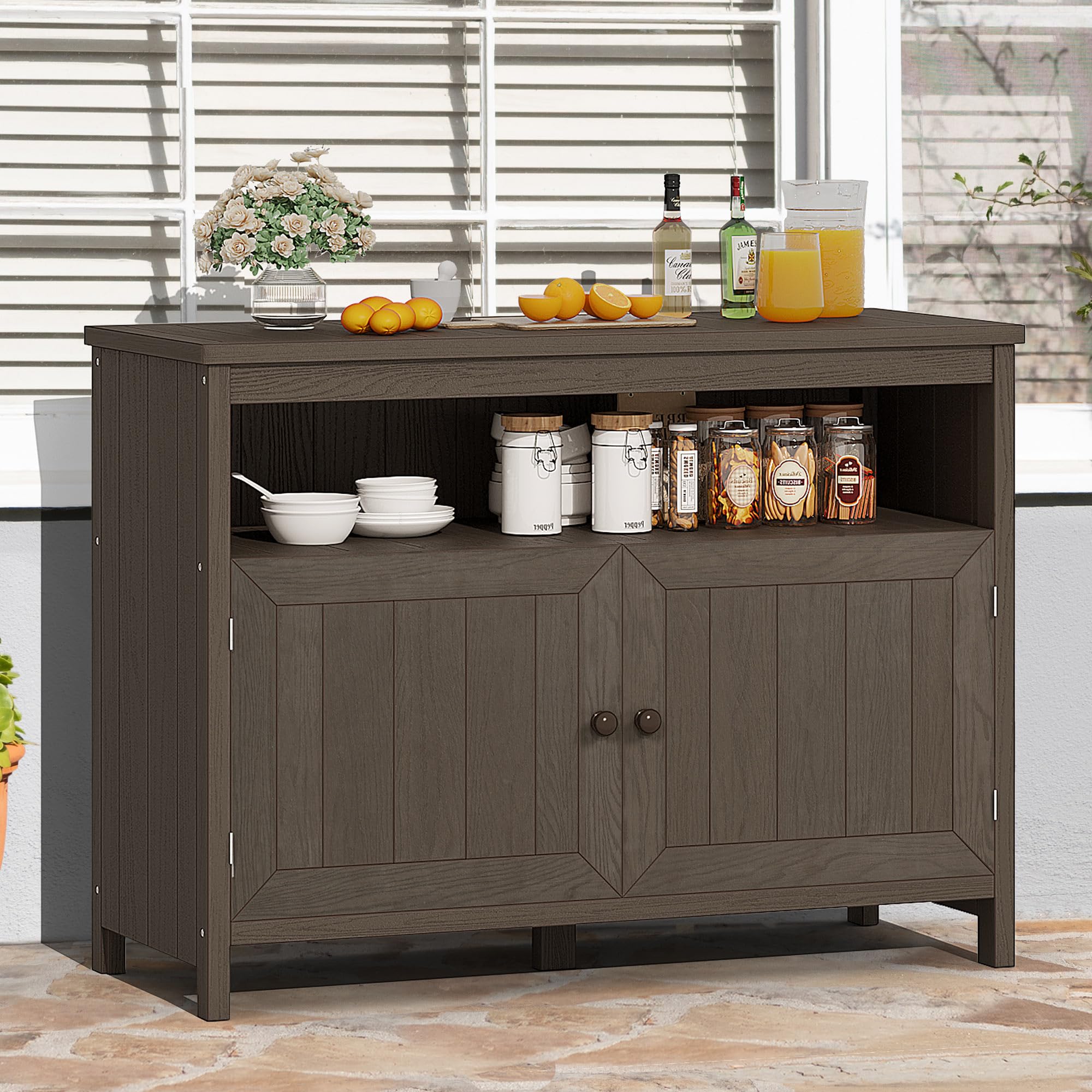 Outdoor Sideboard Storage Cabinet with Shelves