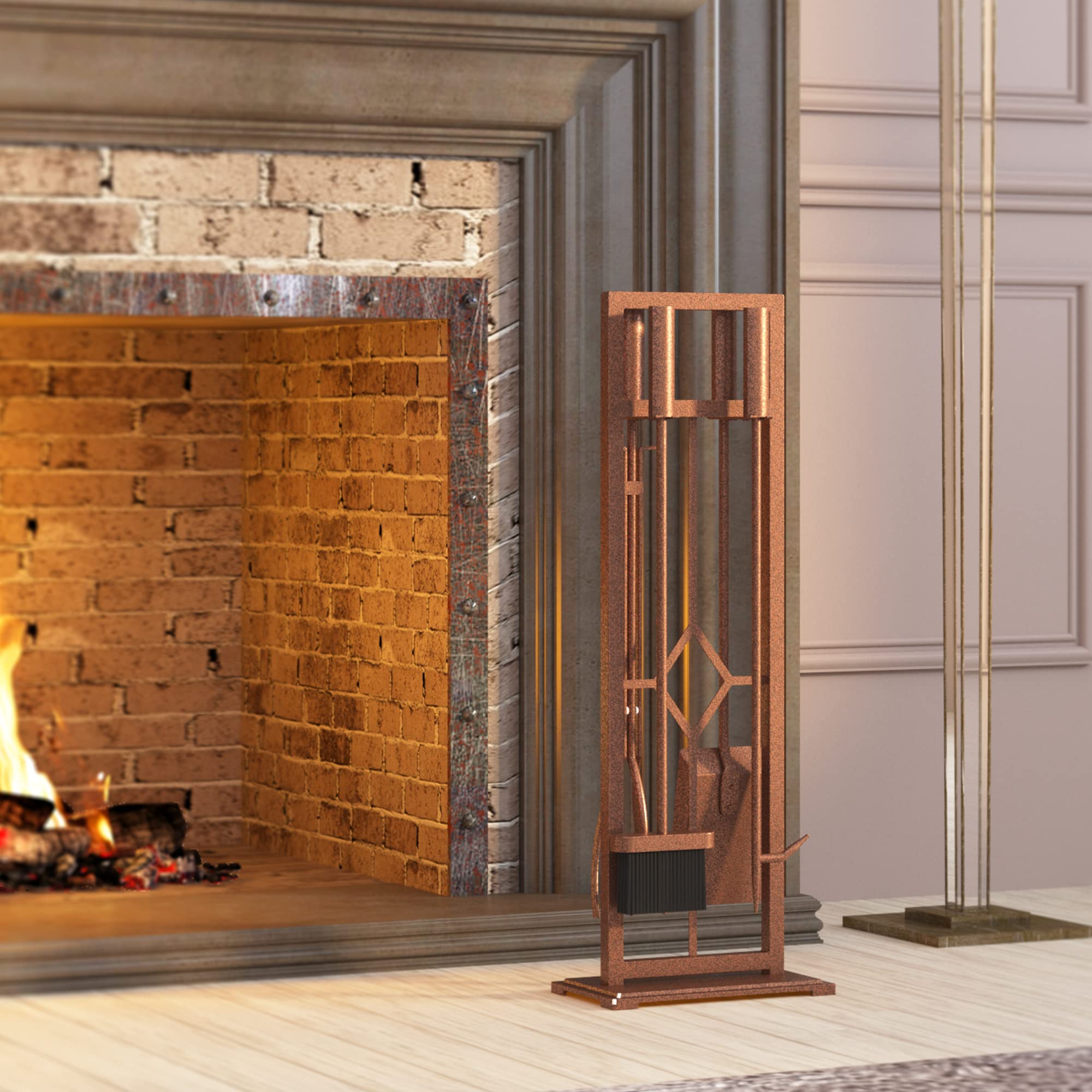 5-Piece Wrought Iron Fireplace Tool Set