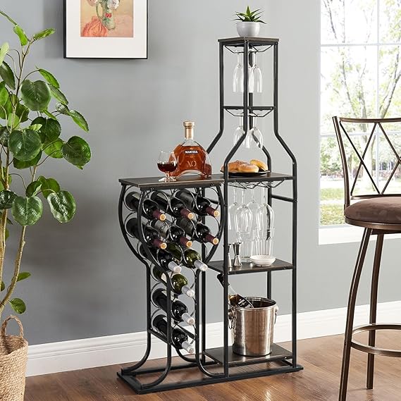 5-Tier Wine Rack Freestanding Floor 11 Bottles Storage Cabinet