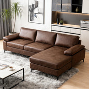 100" Convertible L-Shaped Faux Leather Sectional Sofa