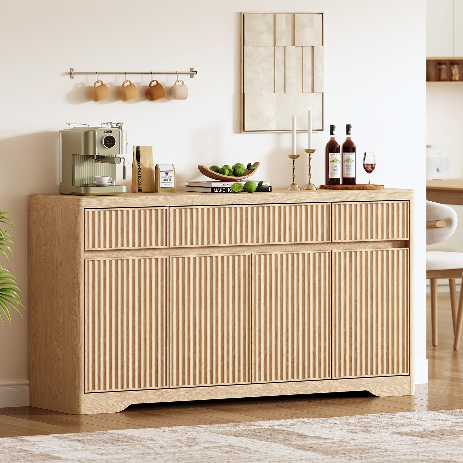 Fluted Buffet Cabinet with Storage