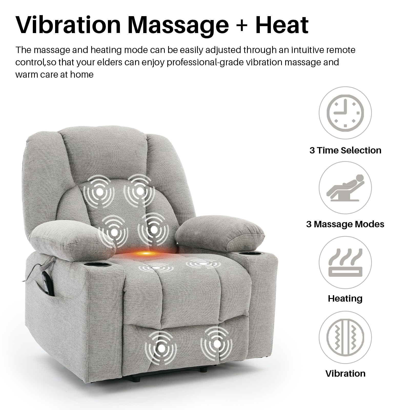 Electric Power Lift Recliner Chair with Massage and Heat