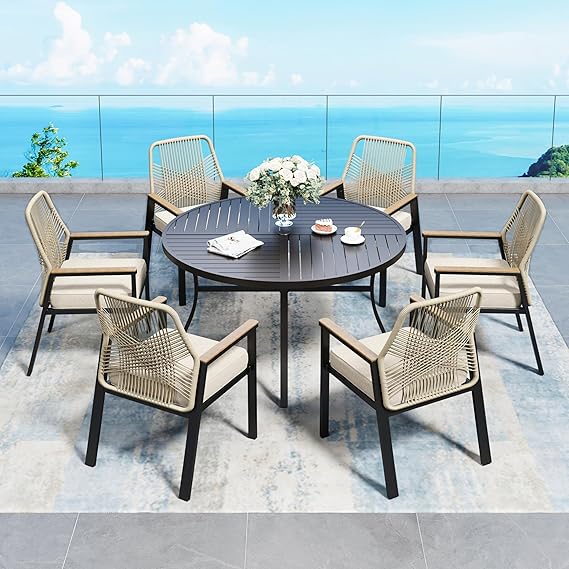 9-Piece Patio Dining Set with Woven Rattan Chairs