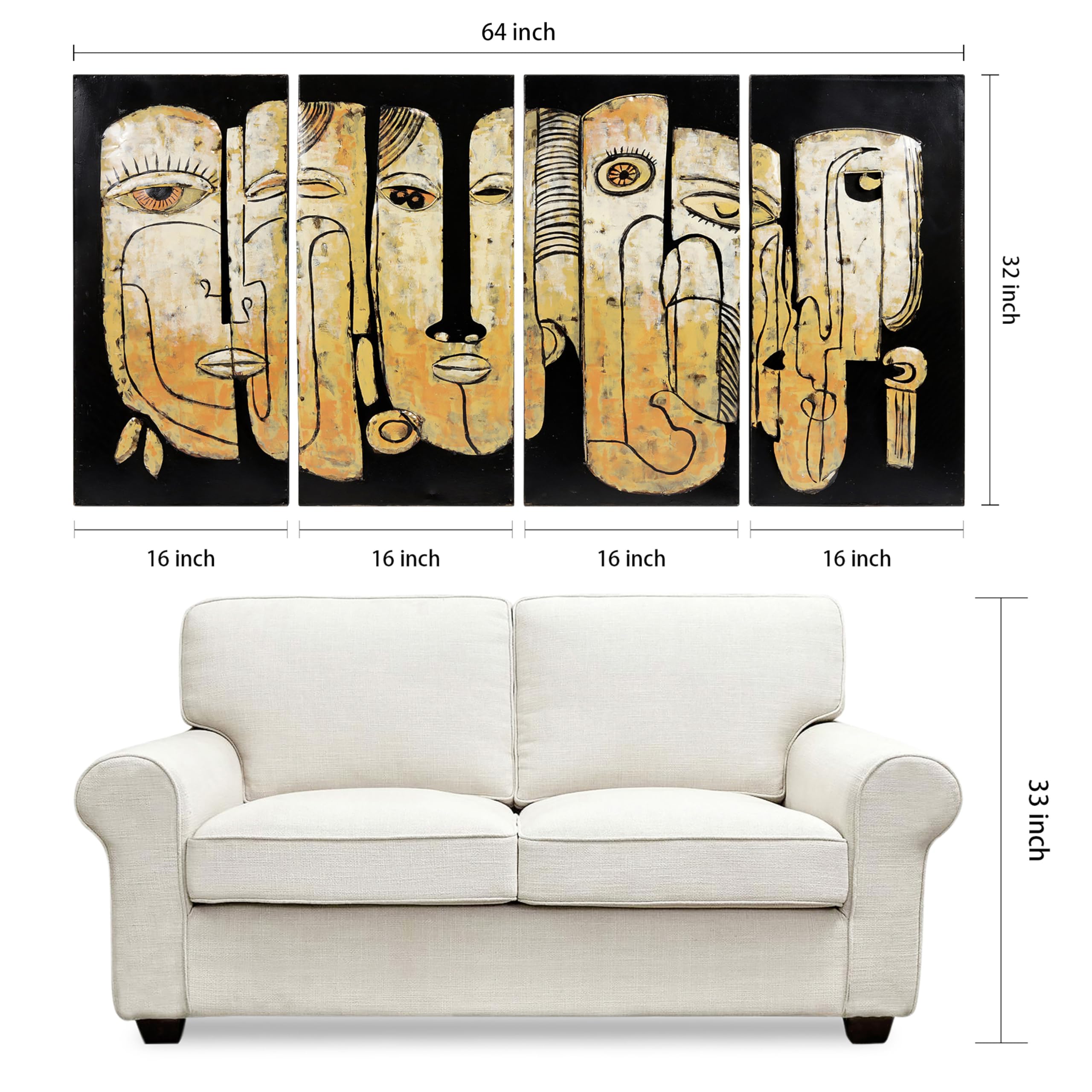 Totem Poles Abstract Face Metal Wall Sculpture 3D Art